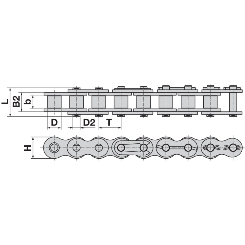 5/8"x3/8" REXNORD Rollenkette Rollerchain DIN Simplex für Kettentyp 10B-1 inch 